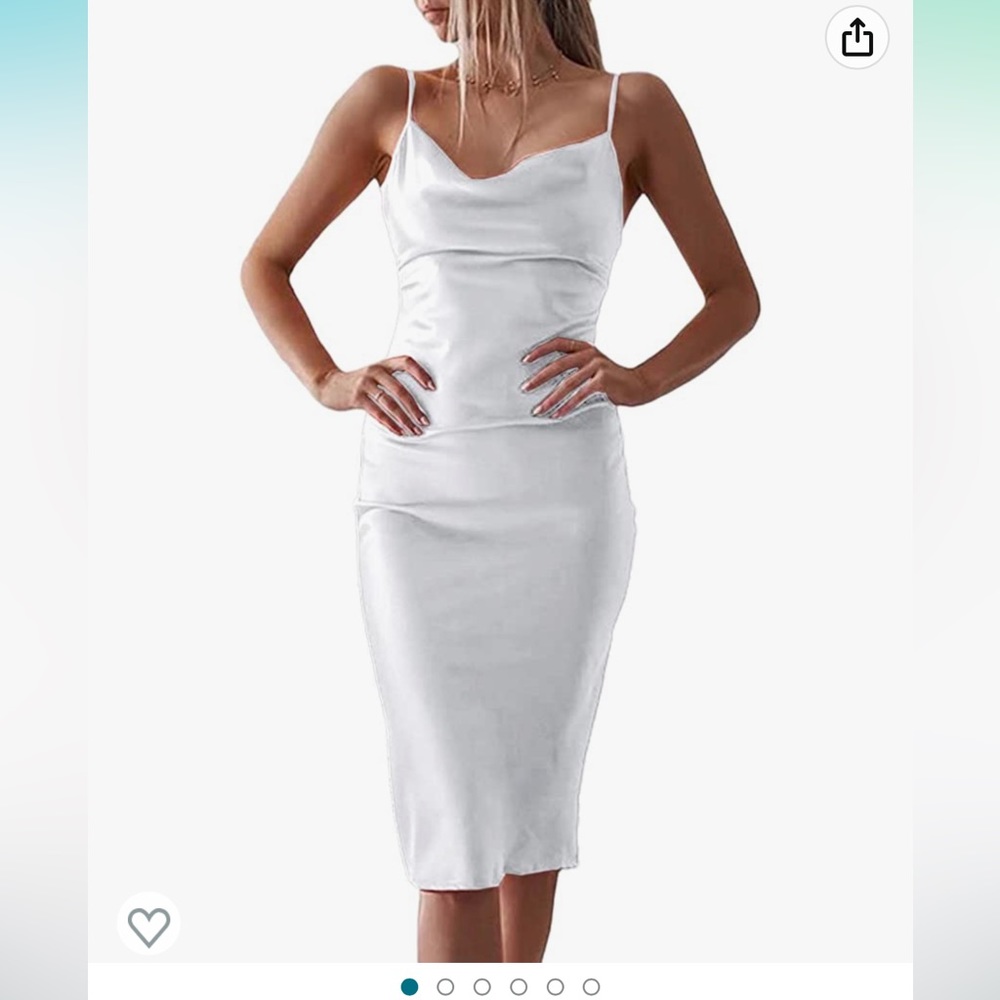 White satin midi dress white m